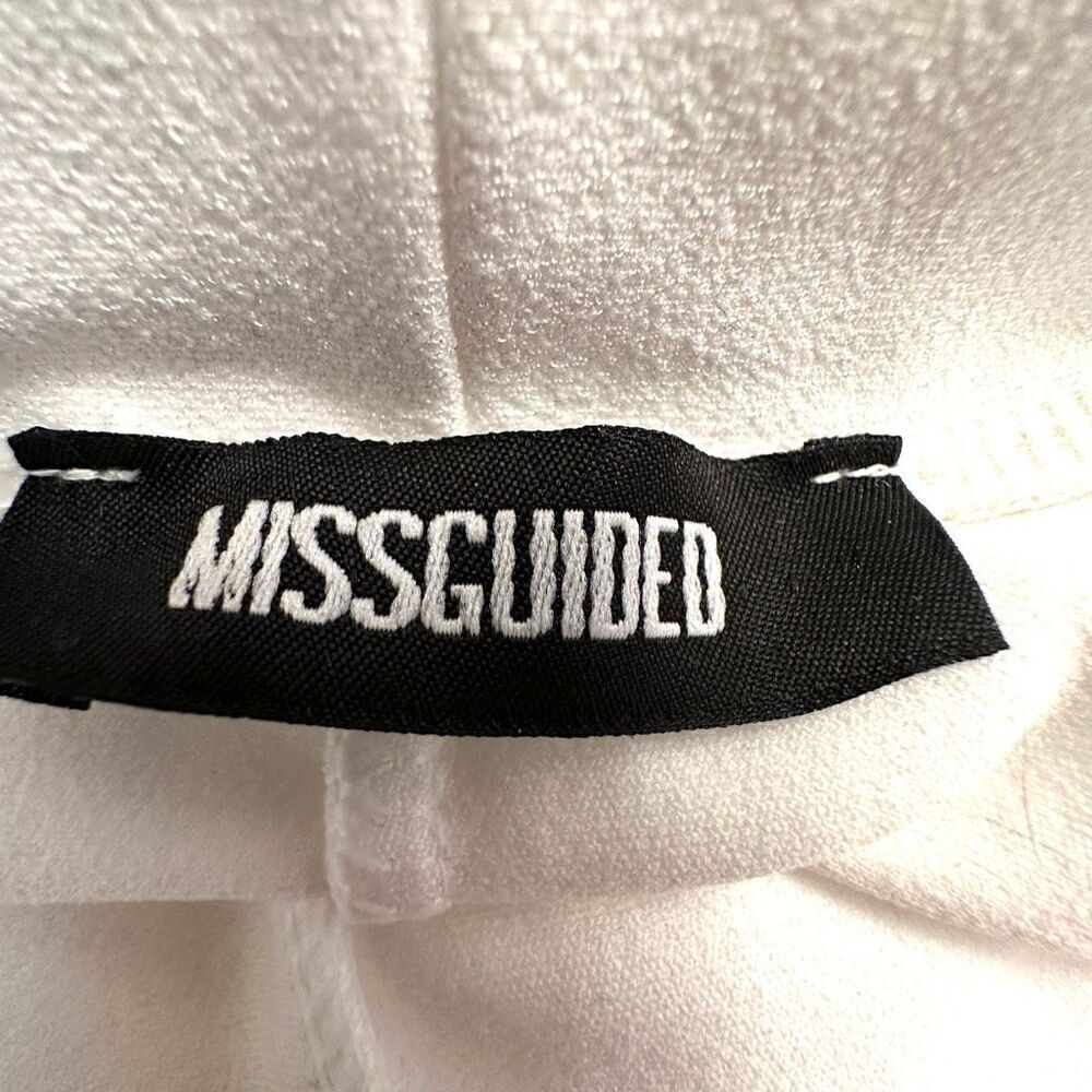 Missguided Y2k Flat Front Stretch Flared Wide Leg Trouser Pants White Size 10 View 3